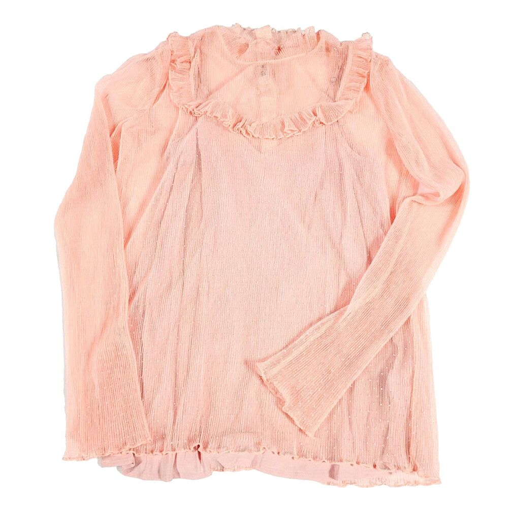 Baum Und‎ Pferdgarten Peach Sheer Top L coquet mesh Flutter Baby doll cottage